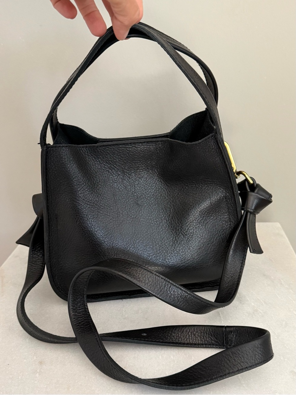 Madewell Sydney Black Leather Crossbody Handbag Removable Strap